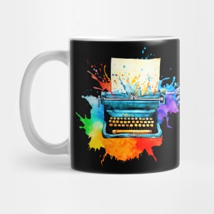 Watercolor Typewriter Writing Gift for Writer Creative Retro Mug